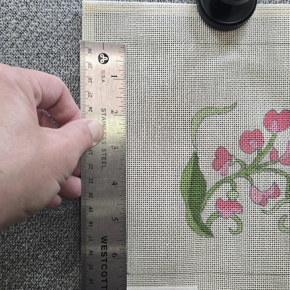 Vintage Betty Smith Traditions Hand Painted Needlepoint Canvas Sweet Pea Yarn